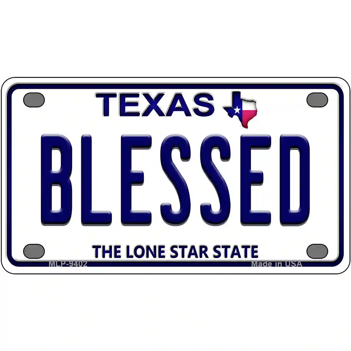 Blessed Texas Novelty Metal License Plate 4" x 2.2" (MLP)