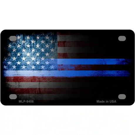 American Flag Police Novelty Metal License Plate 4" x 2.2" (MLP)