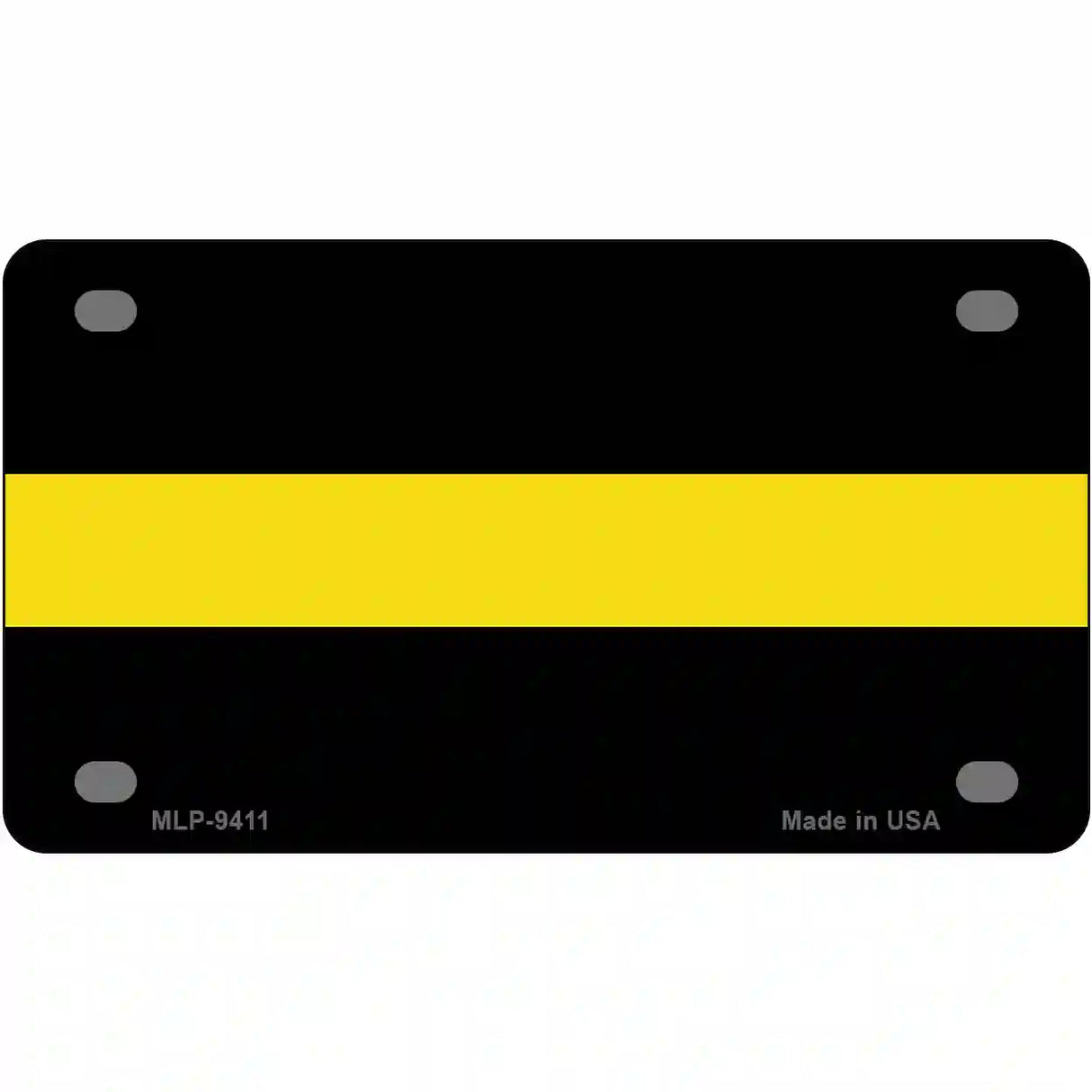 Thin Yellow Line Novelty Metal License Plate 4" x 2.2" (MLP)