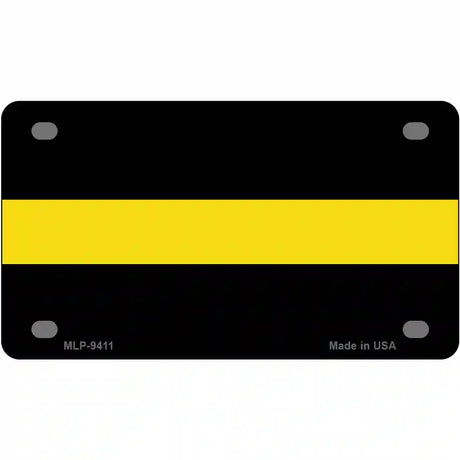 Thin Yellow Line Novelty Metal License Plate 4" x 2.2" (MLP)