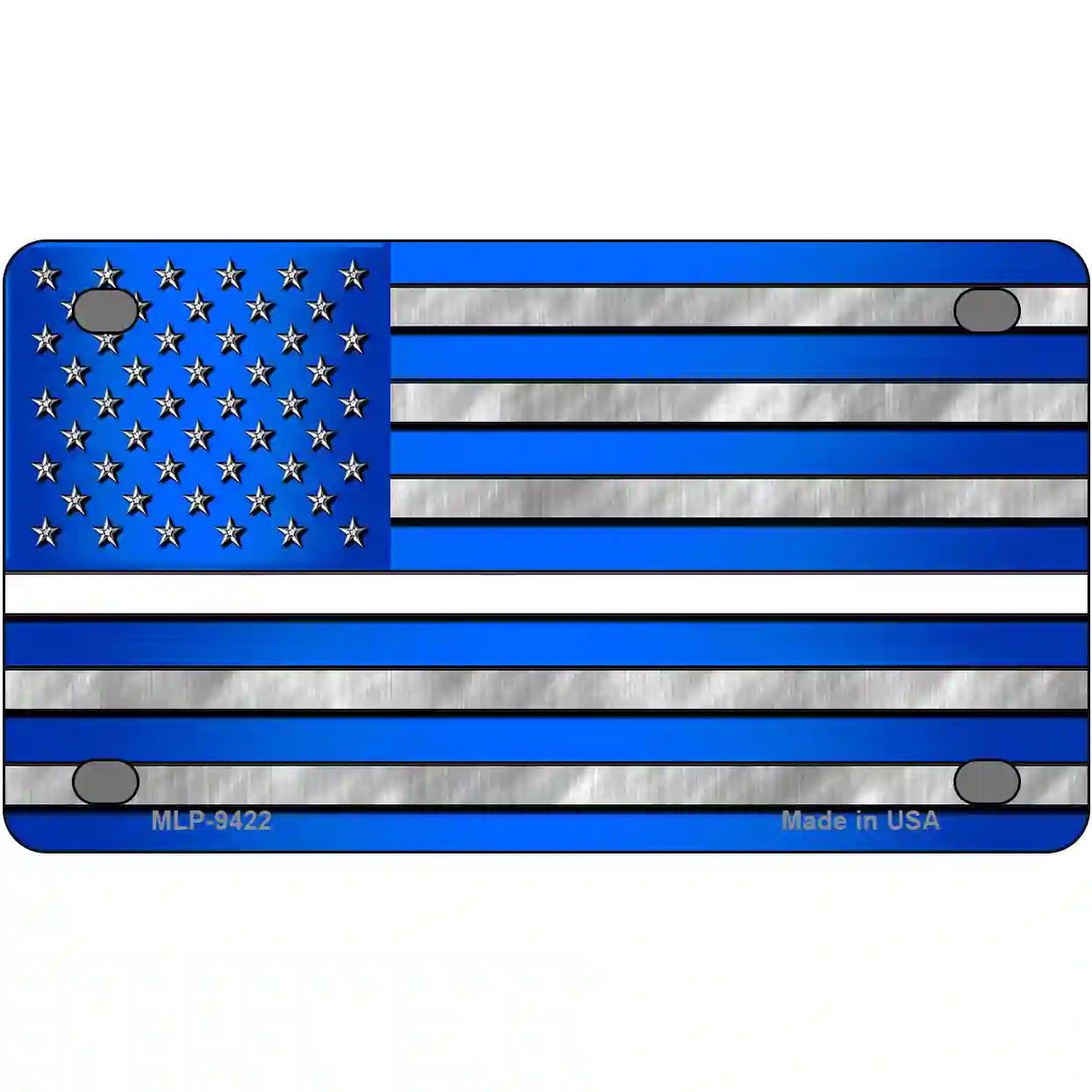 Blue American Flag Thin White Line Novelty Metal License Plate 4" x 2.2" (MLP)