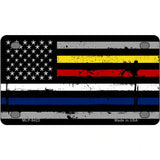 American Flag Police / Fire / EMS Novelty Metal License Plate 4" x 2.2" (MLP)