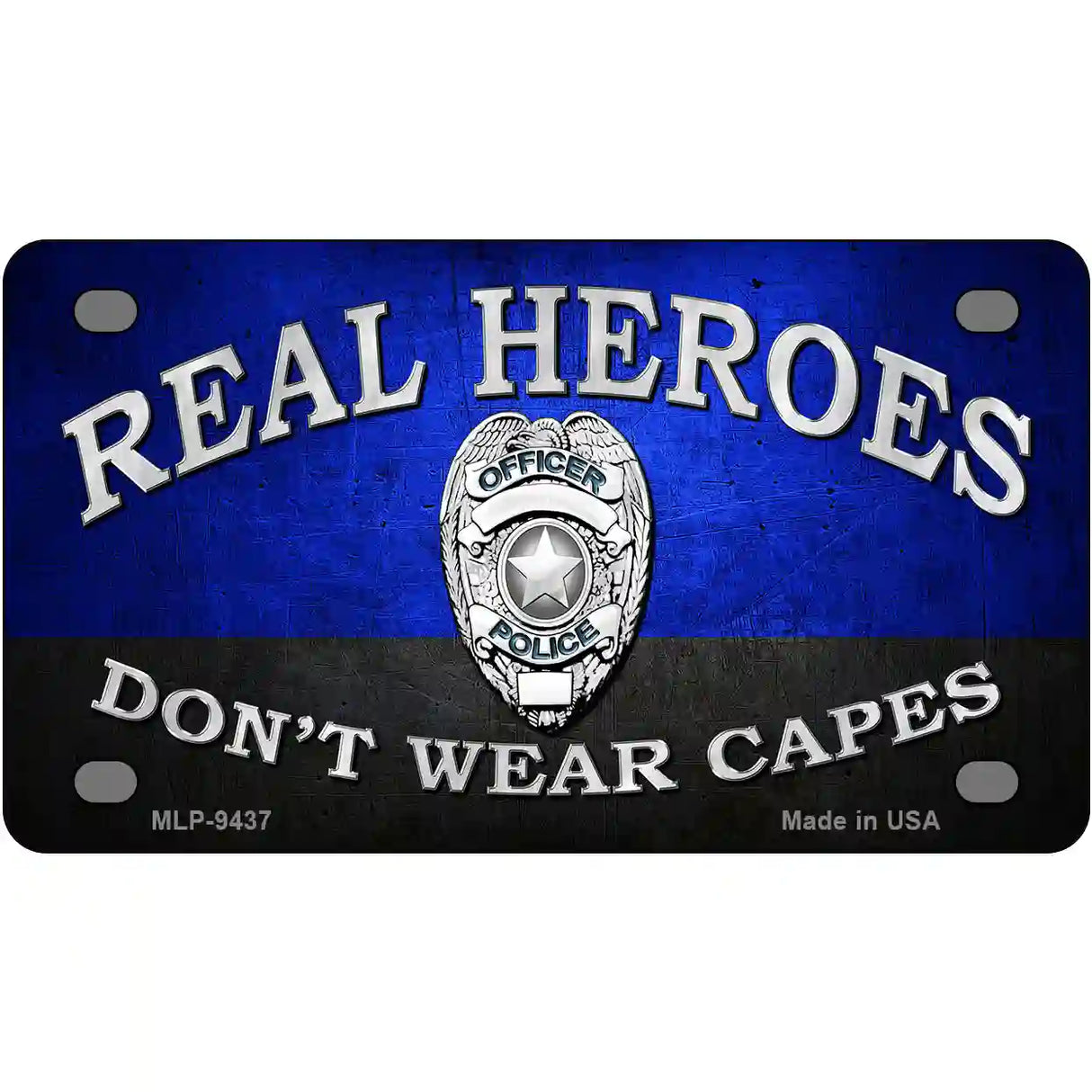 Real Heroes Blue Metal Novelty License Plate 4" x 2.2" (MLP)