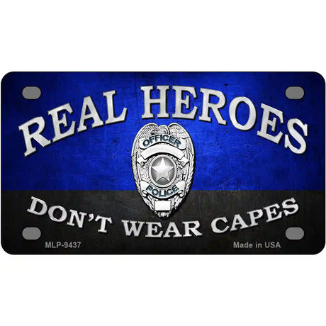 Real Heroes Blue Metal Novelty License Plate 4" x 2.2" (MLP)