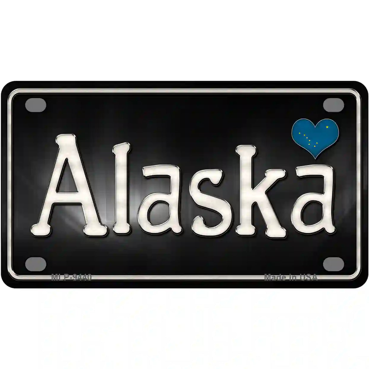 Alaska Flag Script Metal Novelty License Plate 4" x 2.2" (MLP)