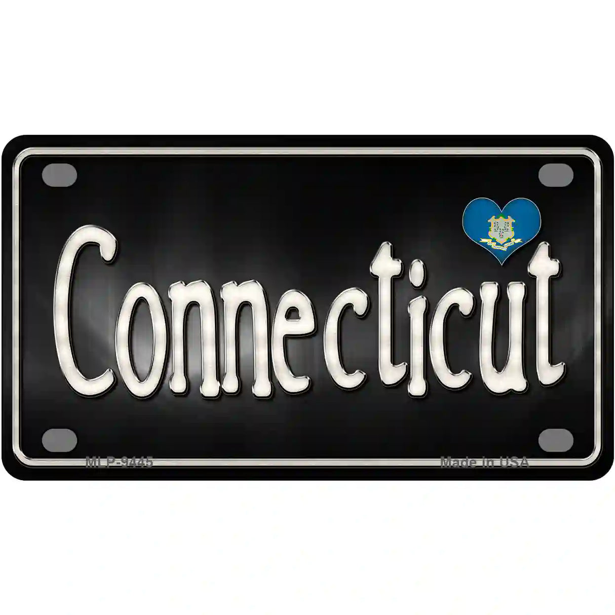 Connecticut Flag Script Metal Novelty License Plate 4" x 2.2" (MLP)