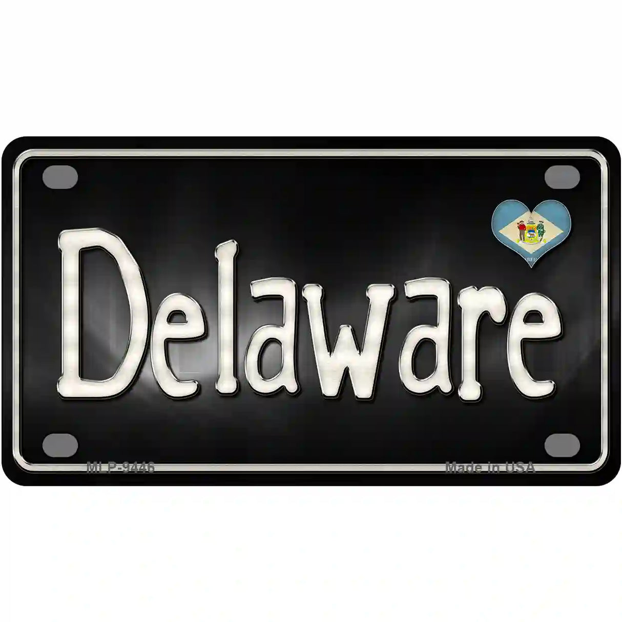 Delaware Flag Script Metal Novelty License Plate 4" x 2.2" (MLP)