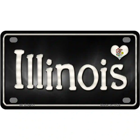 Illinois Flag Script Metal Novelty License Plate 4" x 2.2" (MLP)