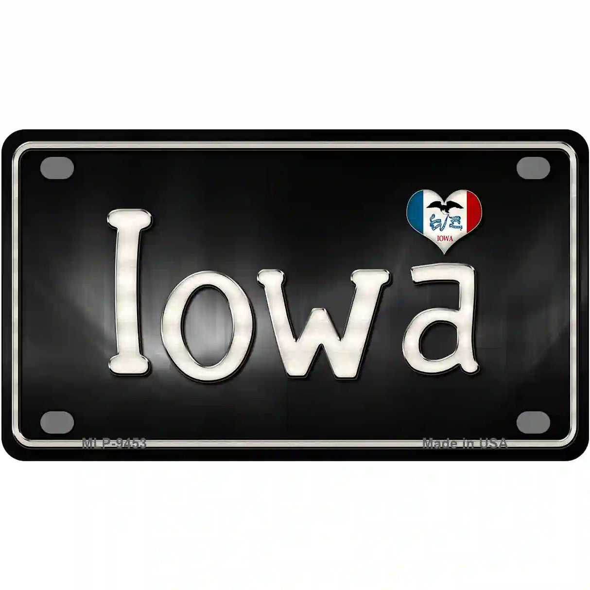 Iowa Flag Script Metal Novelty License Plate 4" x 2.2" (MLP)