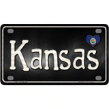 Kansas Flag Script Metal Novelty License Plate 4" x 2.2" (MLP)