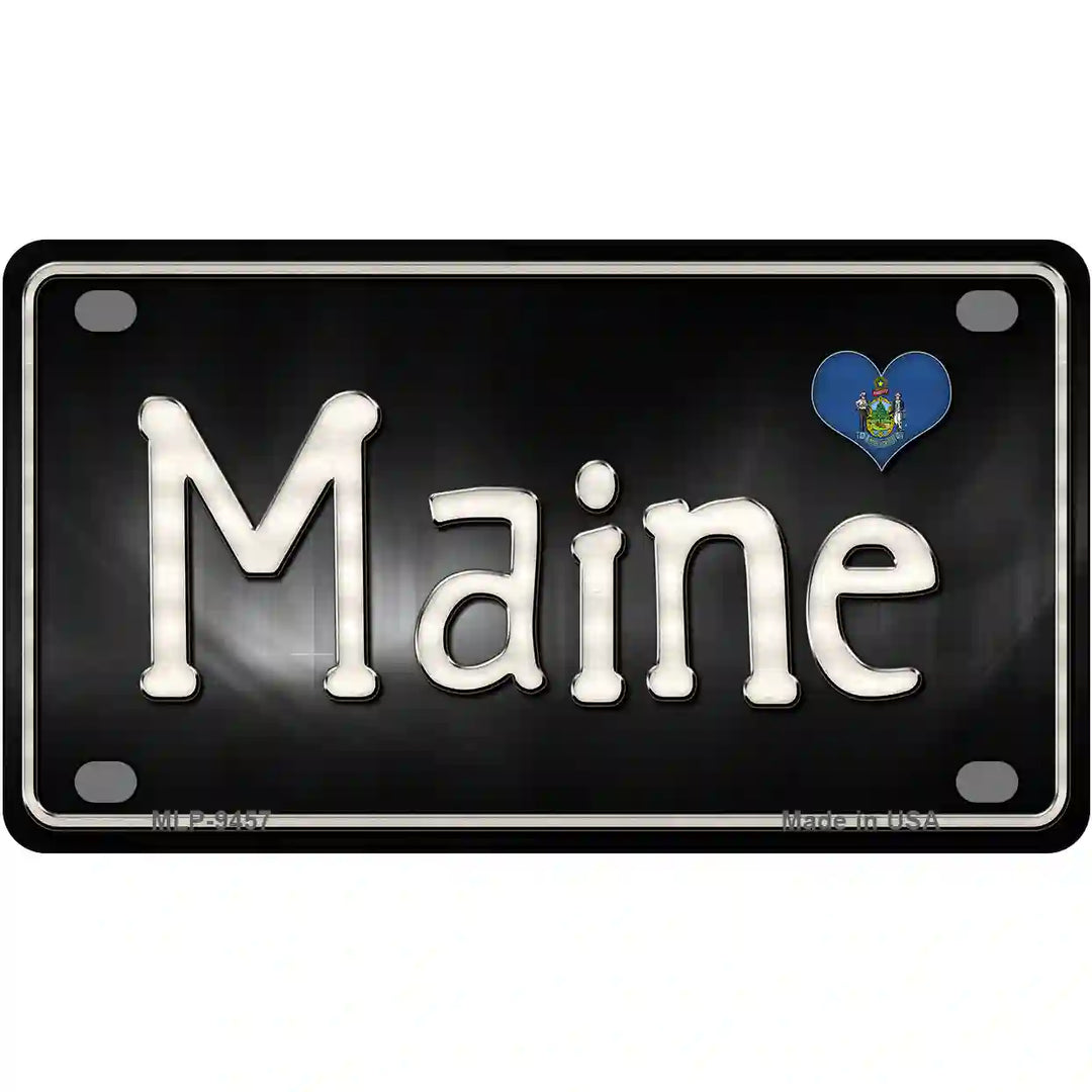 Maine Flag Script Metal Novelty License Plate 4" x 2.2" (MLP)