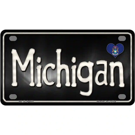 Michigan Flag Script Metal Novelty License Plate 4" x 2.2" (MLP)