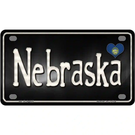 Nebraska Flag Script Metal Novelty License Plate 4" x 2.2" (MLP)