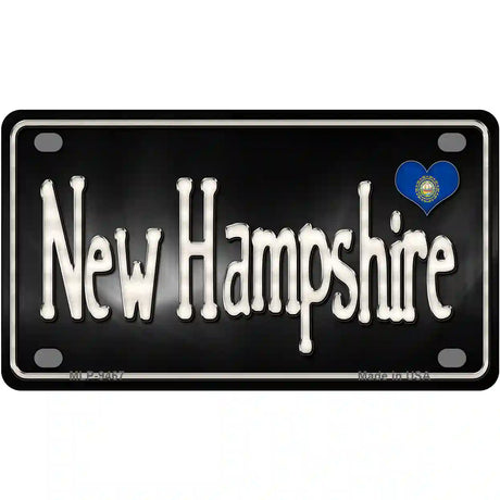 New Hampshire Flag Script Metal Novelty License Plate 4" x 2.2" (MLP)