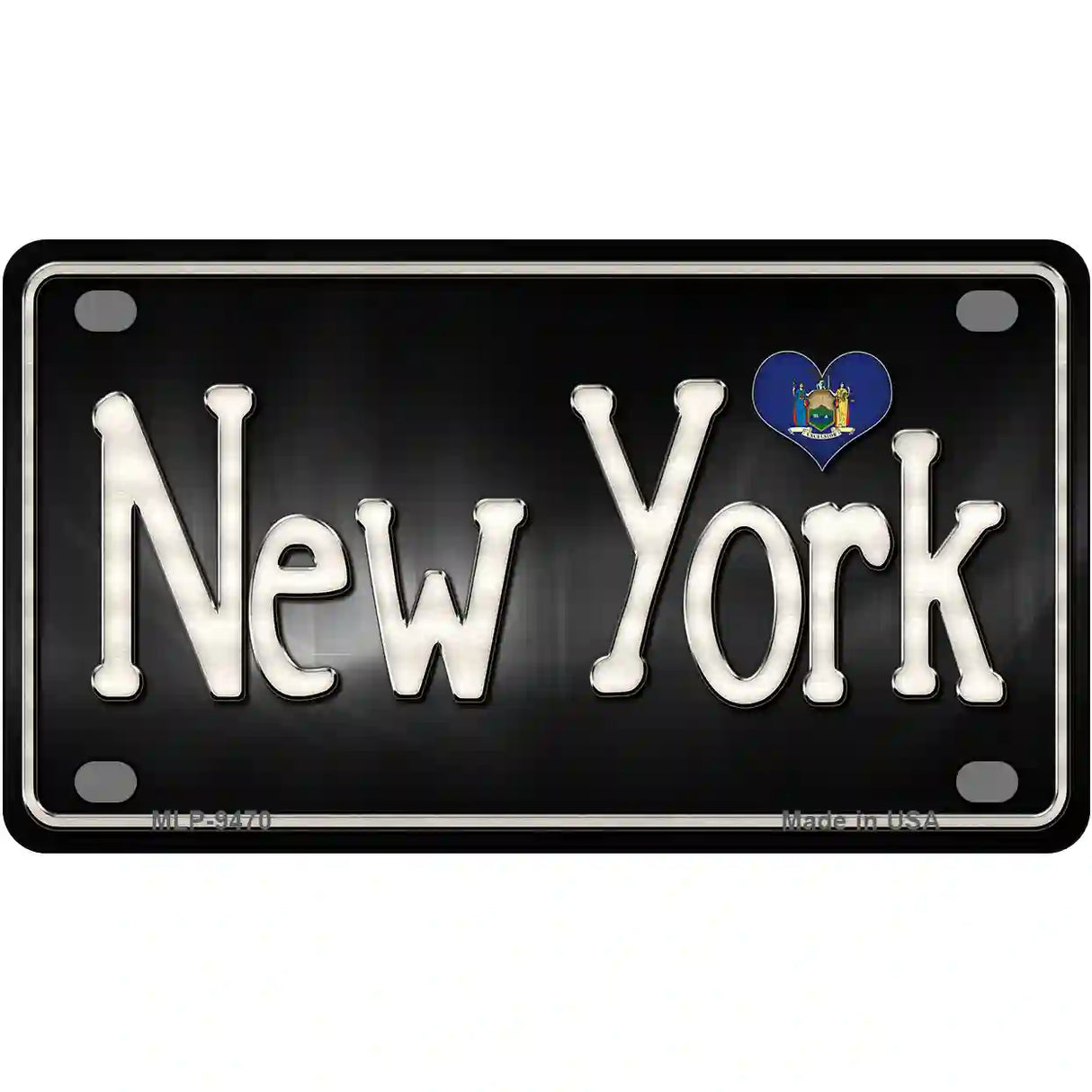 New York Flag Script Metal Novelty License Plate 4" x 2.2" (MLP)