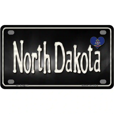 North Dakota Flag Script Metal Novelty License Plate 4" x 2.2" (MLP)