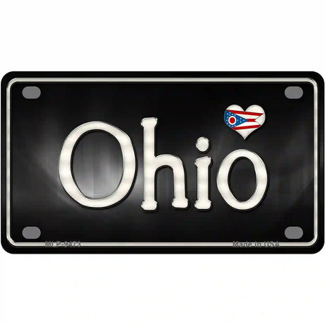 Ohio Flag Script Metal Novelty License Plate 4" x 2.2" (MLP)