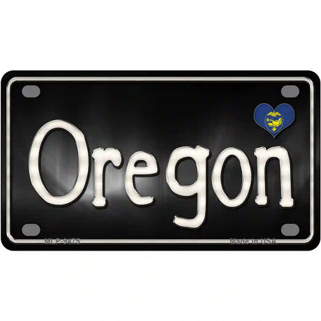 Oregon Flag Script Metal Novelty License Plate 4" x 2.2" (MLP)