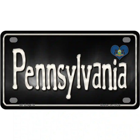 Pennsylvania Flag Script Metal Novelty License Plate 4" x 2.2" (MLP)