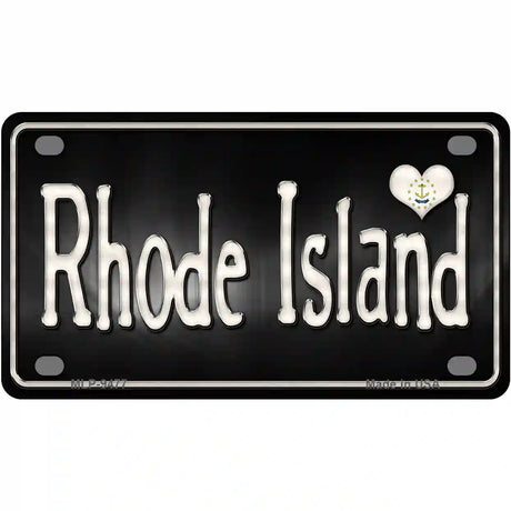 Rhode Island Flag Script Metal Novelty License Plate 4" x 2.2" (MLP)