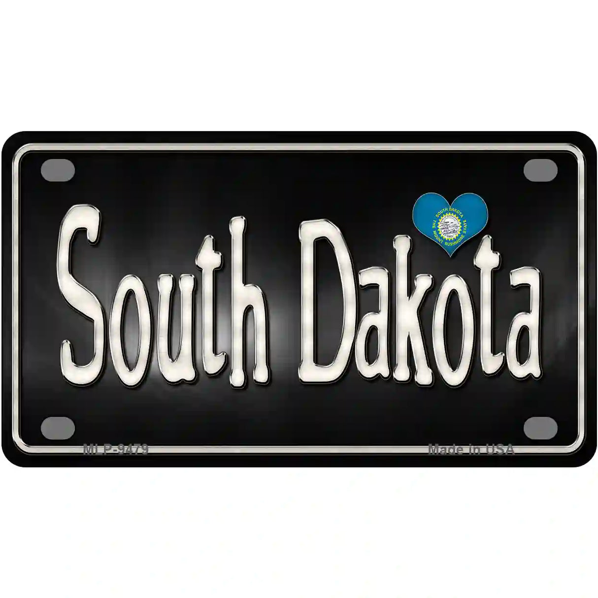 South Dakota Flag Script Metal Novelty License Plate 4" x 2.2" (MLP)