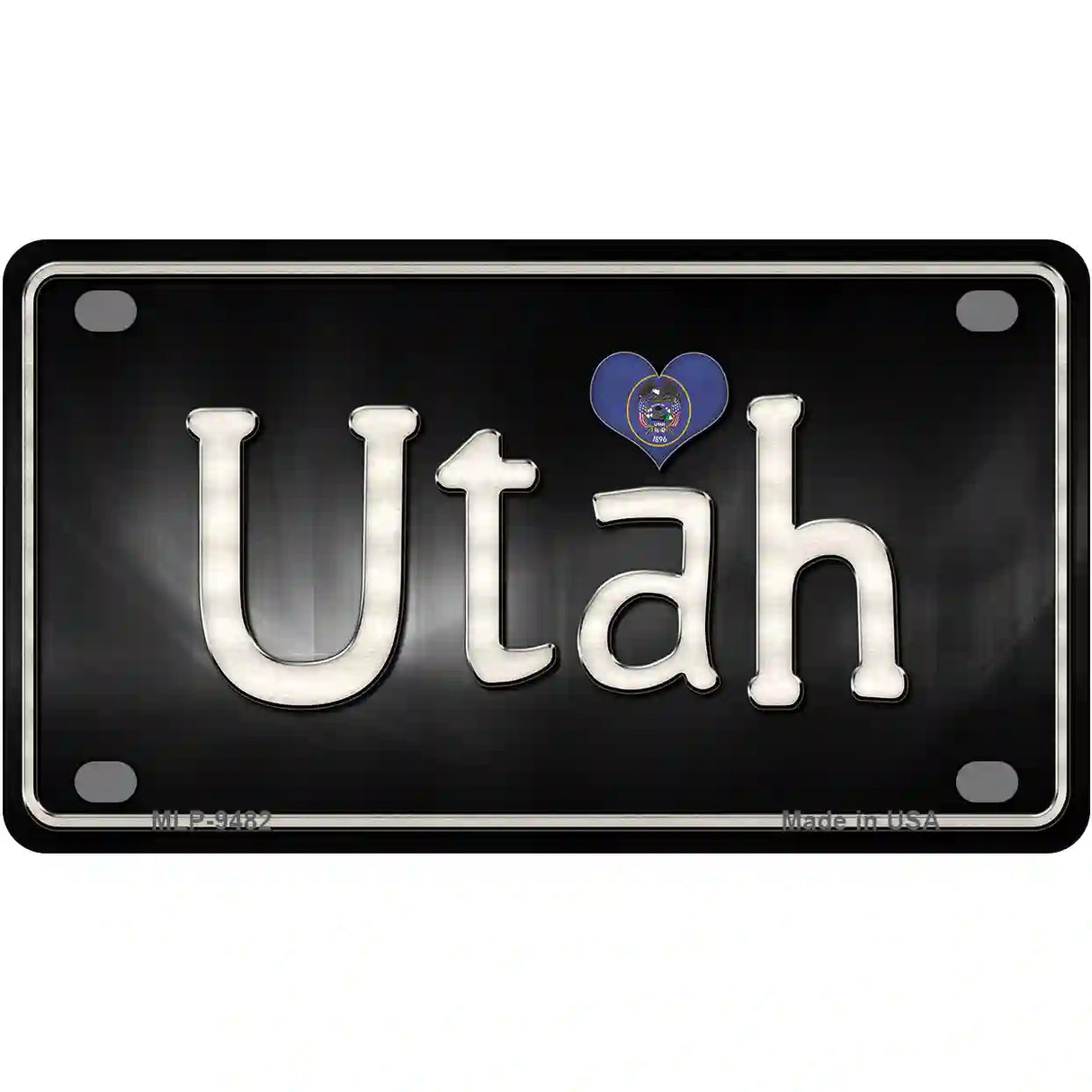 Utah Flag Script Metal Novelty License Plate 4" x 2.2" (MLP)