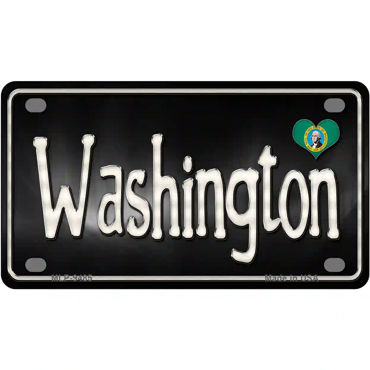 Washington Flag Script Metal Novelty License Plate 4" x 2.2" (MLP)