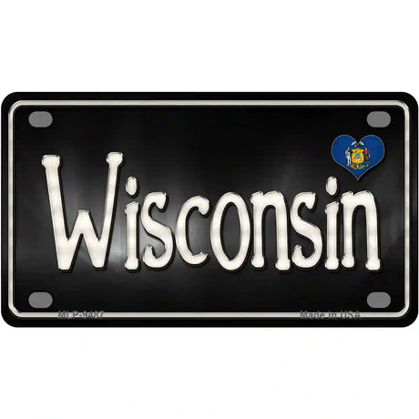 Wisconsin Flag Script Metal Novelty License Plate 4" x 2.2" (MLP)