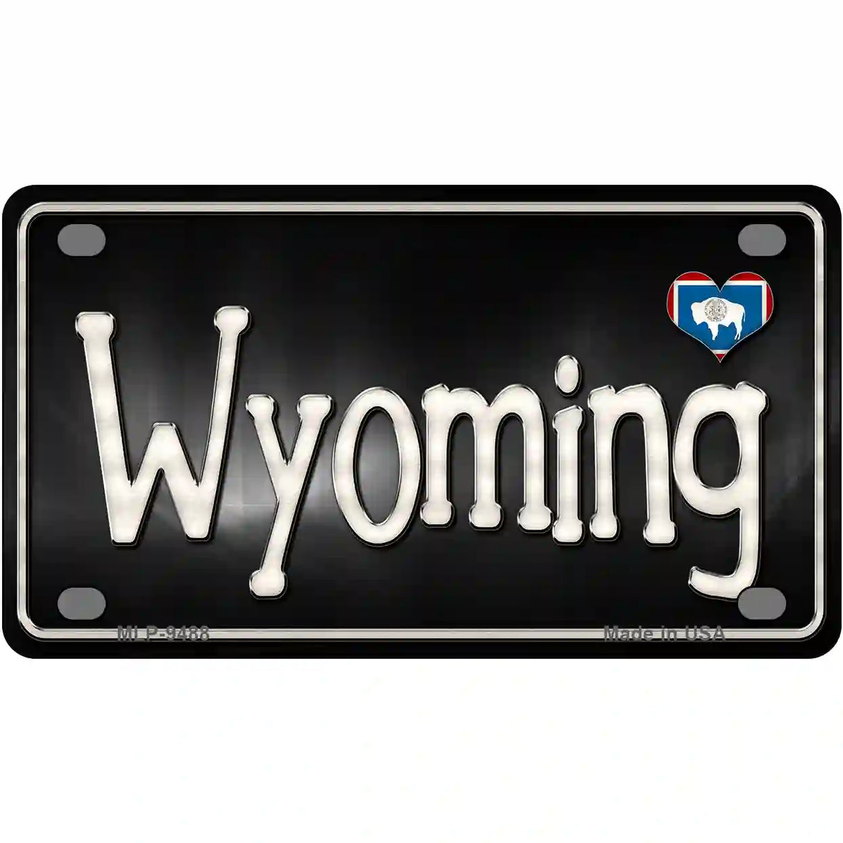 Wyoming Flag Script Metal Novelty License Plate 4" x 2.2" (MLP)