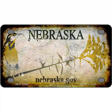 Nebraska Blank Rusty Novelty Metal License Plate 4" x 2.2" (MLP)