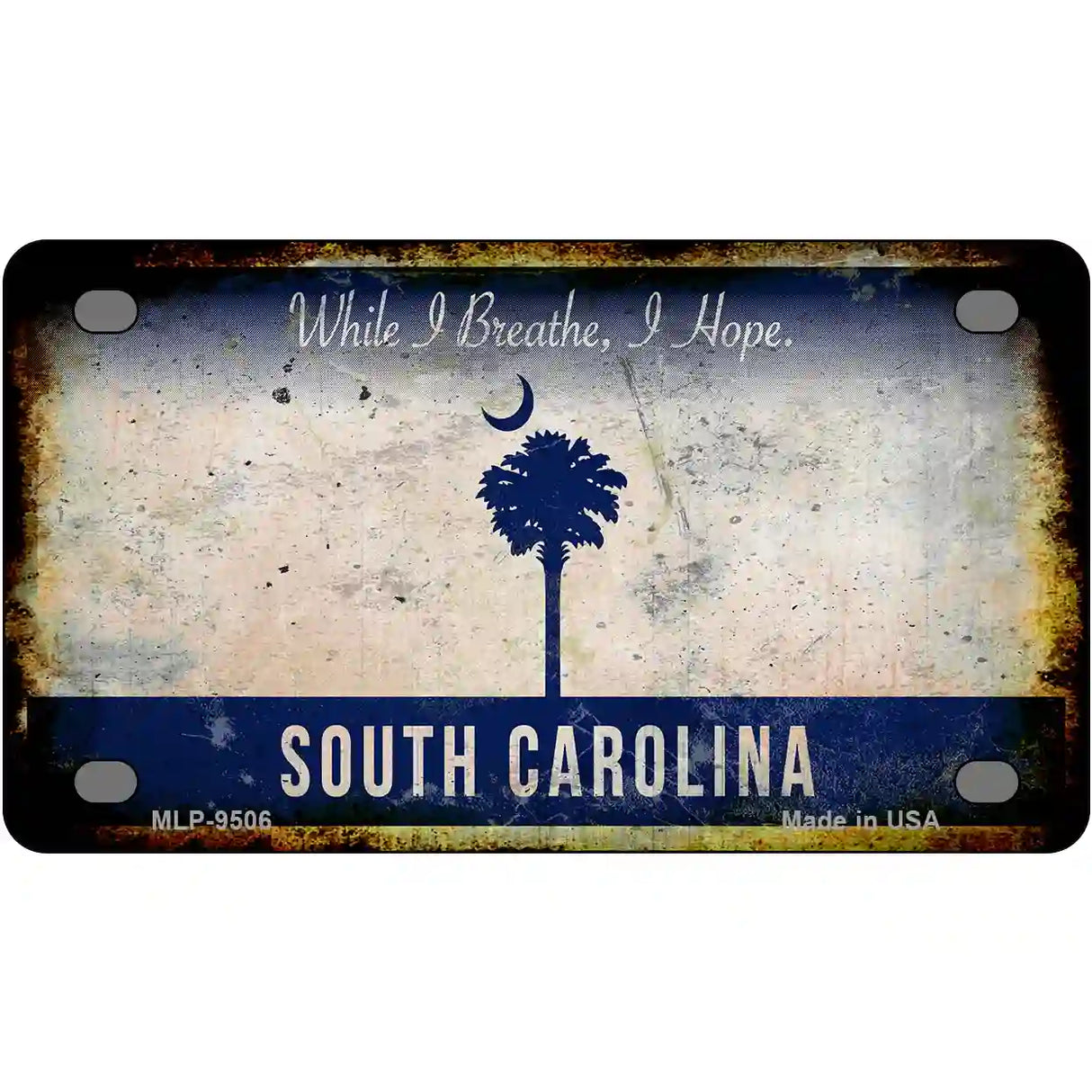 South Carolina Dark Blue Blank Rusty Novelty Metal License Plate 4" x 2.2" (MLP)