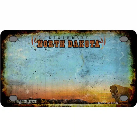 North Dakota Rusty Novelty Metal License Plate 4" x 2.2" (MLP)