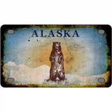 Alaska Bear Rusty Novelty Metal License Plate 4" x 2.2" (MLP)