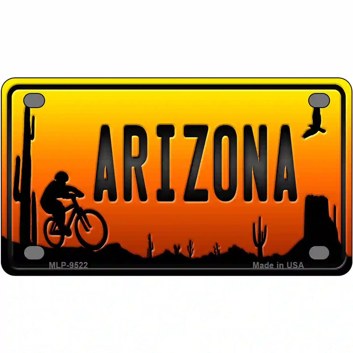 Biker Arizona Scenic Novelty Metal License Plate 4" x 2.2" (MLP)