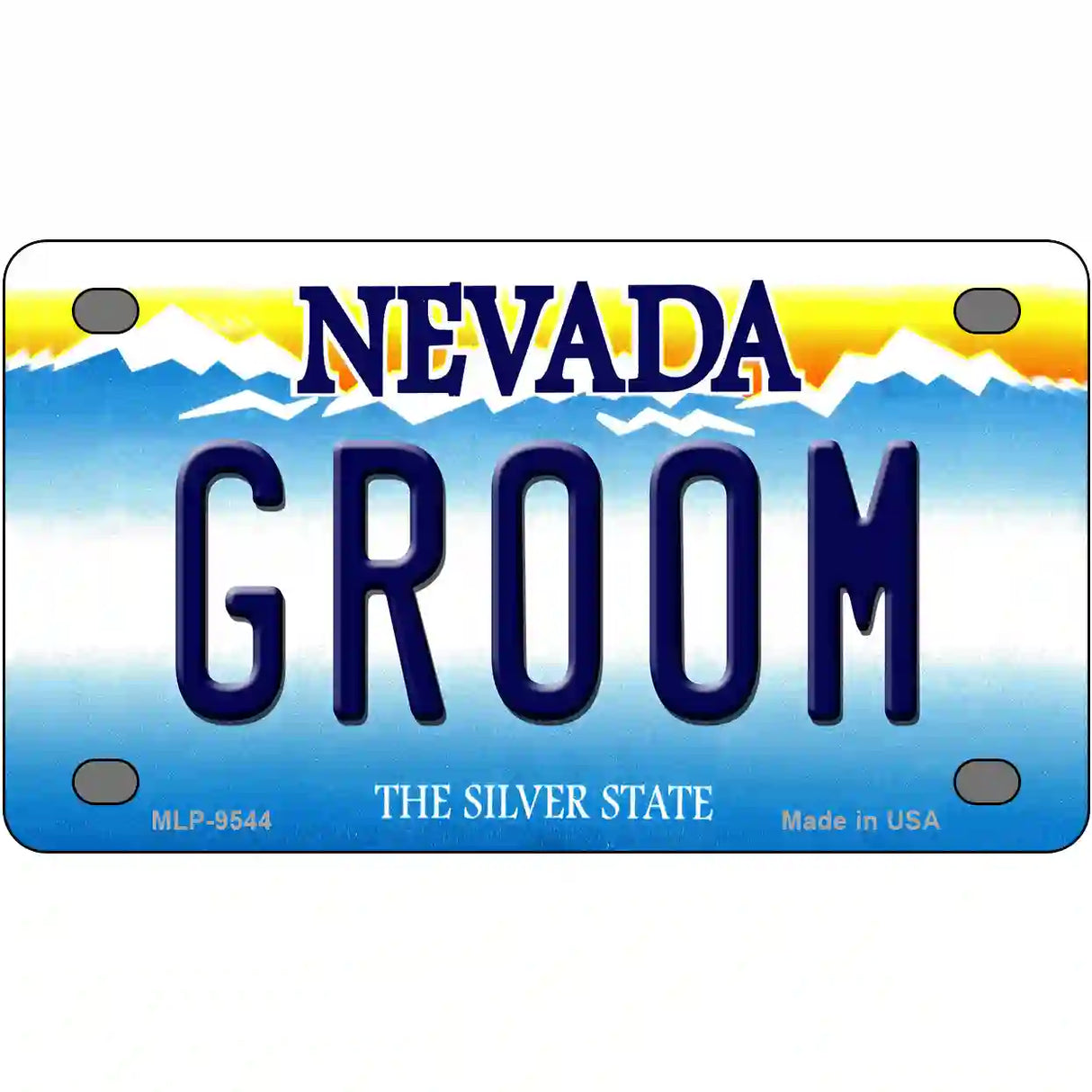 Groom Nevada Novelty Metal License Plate 4" x 2.2" (MLP)