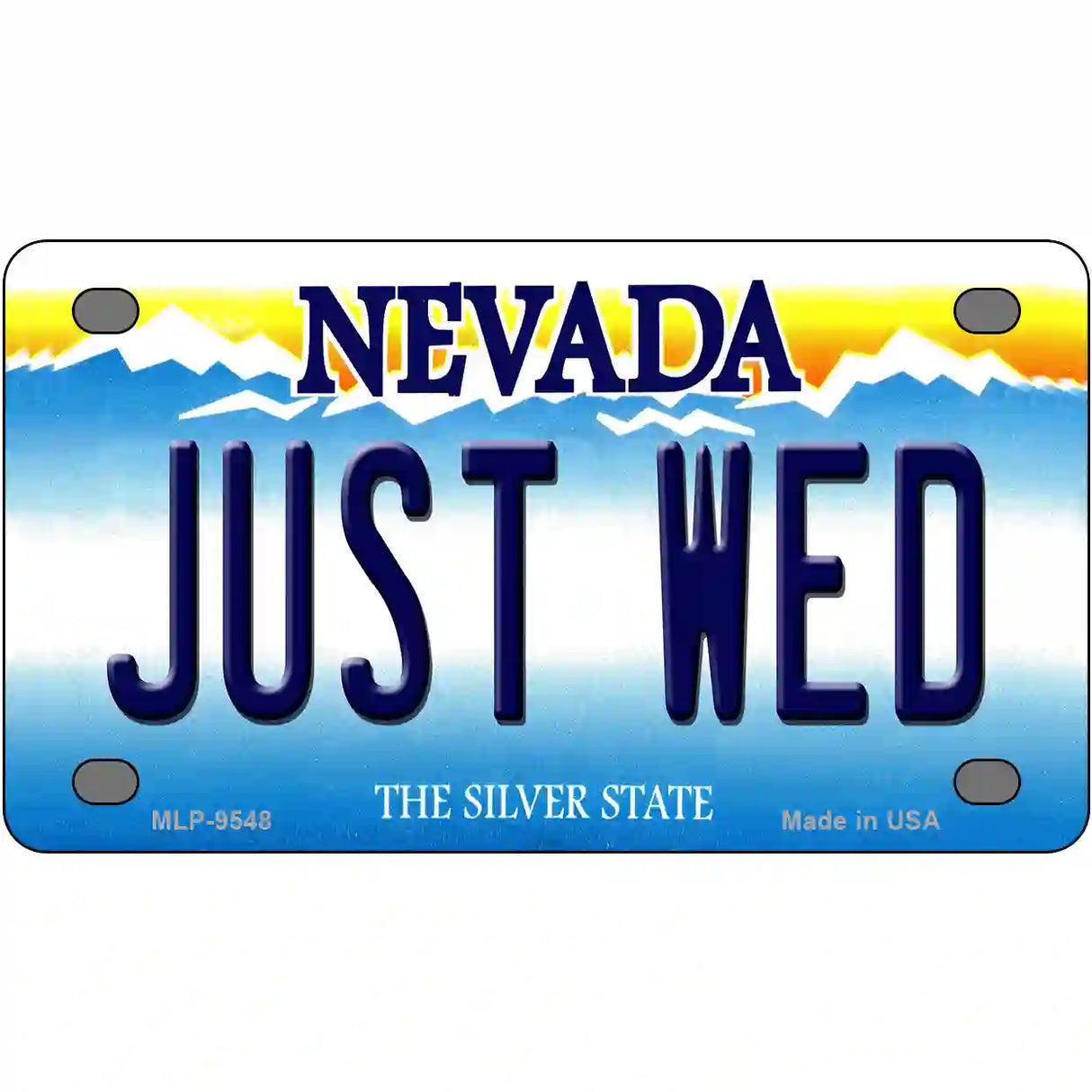 Just Wed Nevada Novelty Metal License Plate 4" x 2.2" (MLP)