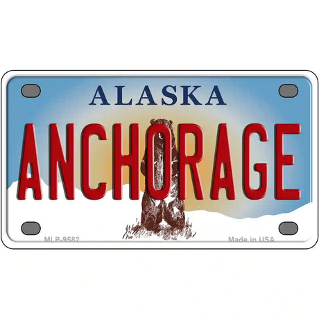 Anchorage Alaska State Novelty Metal License Plate 4" x 2.2" (MLP)