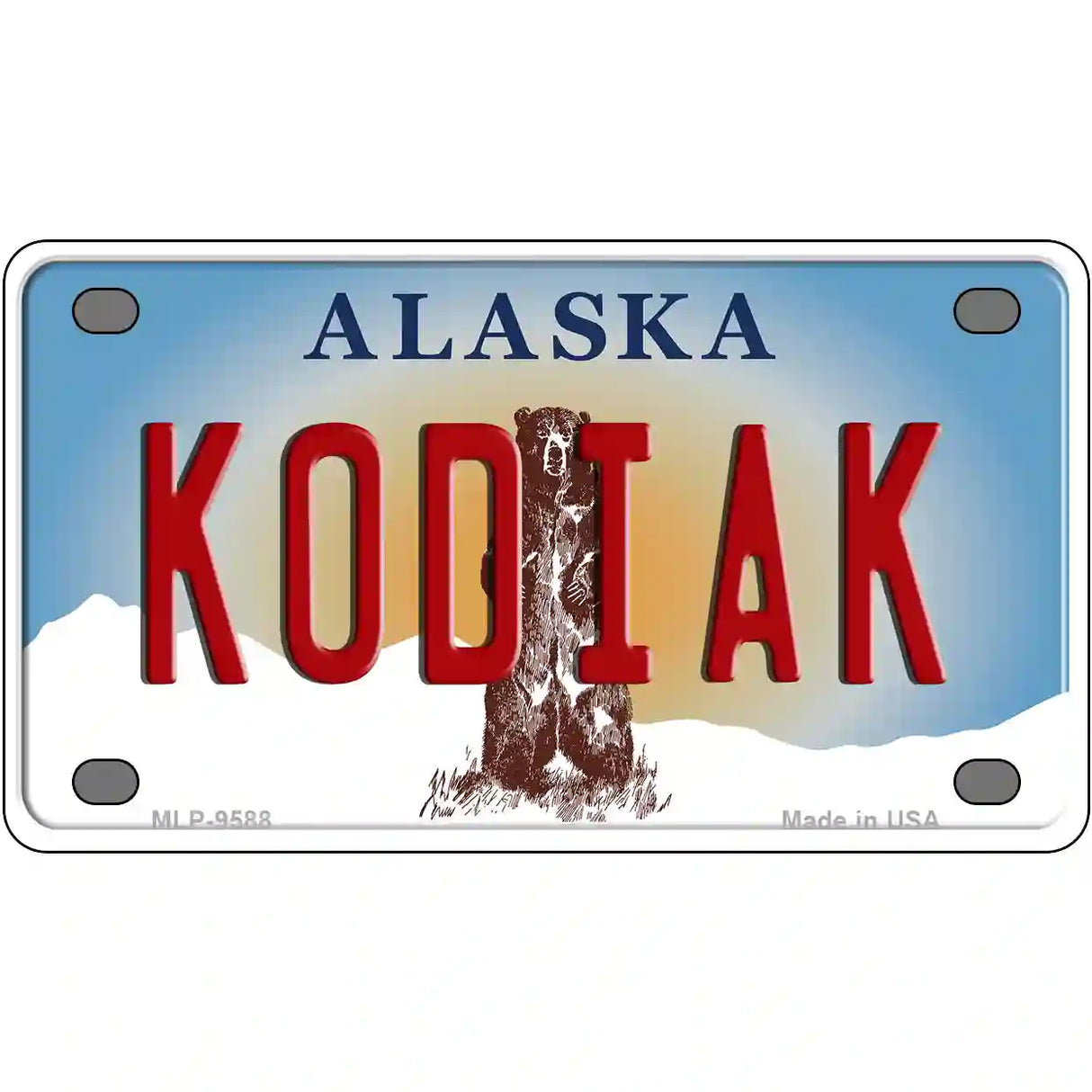 Kodiak Alaska State Novelty Metal License Plate 4" x 2.2" (MLP)