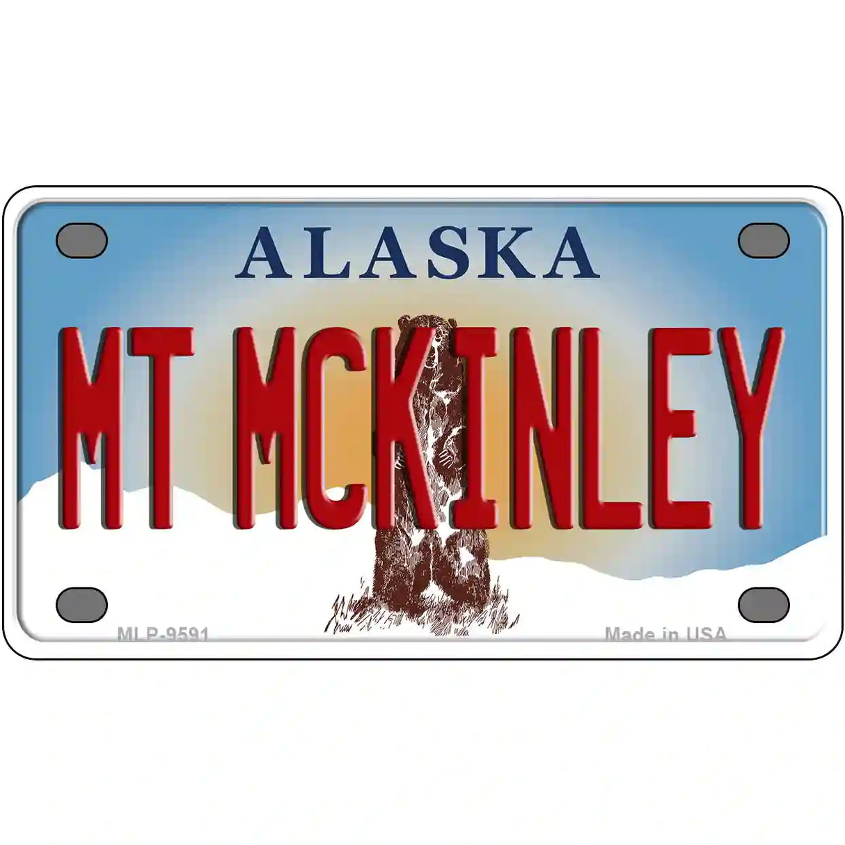 Mt McKinley Alaska State Novelty Metal License Plate 4" x 2.2" (MLP)