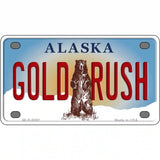 Gold Rush Alaska State Novelty Metal License Plate 4" x 2.2" (MLP)