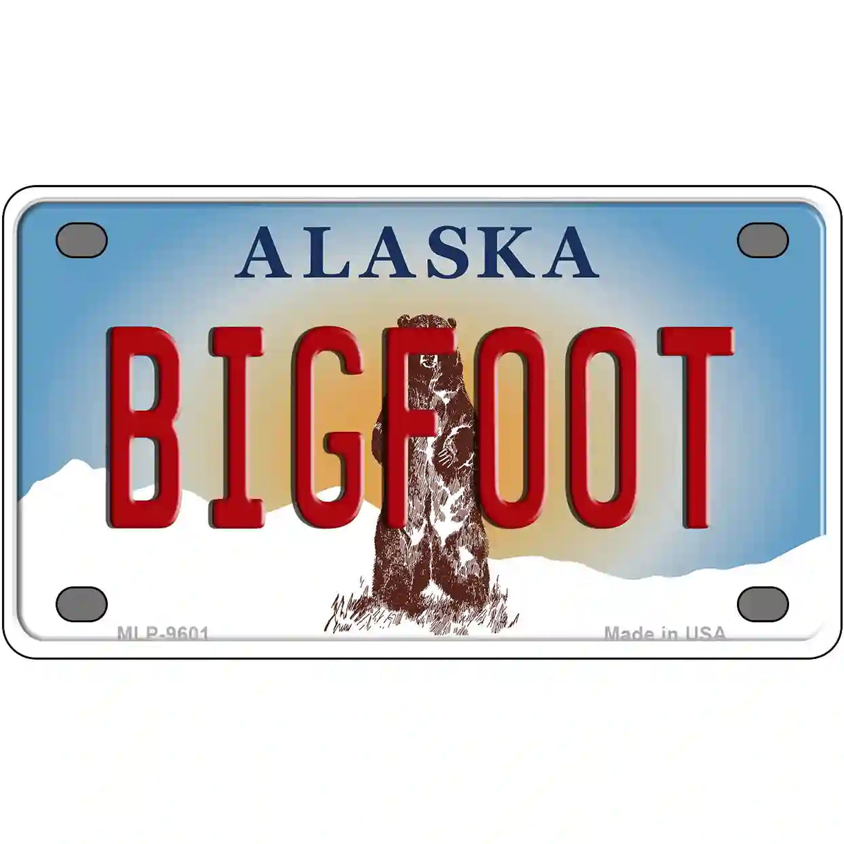 Bigfoot Alaska State Novelty Metal License Plate 4" x 2.2" (MLP)