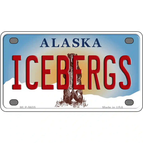 Icebergs Alaska State Novelty Metal License Plate 4" x 2.2" (MLP)