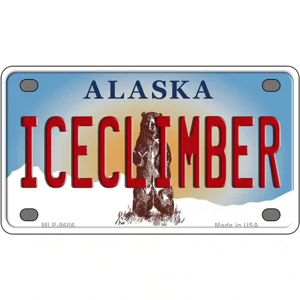 Ice Climber Alaska State Novelty Metal License Plate 4" x 2.2" (MLP)