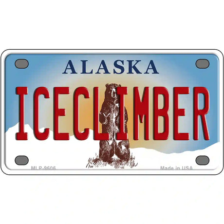 Ice Climber Alaska State Novelty Metal License Plate 4" x 2.2" (MLP)