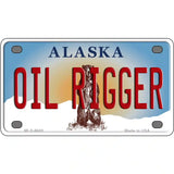 Oil Rigger Alaska State Novelty Metal License Plate 4" x 2.2" (MLP)