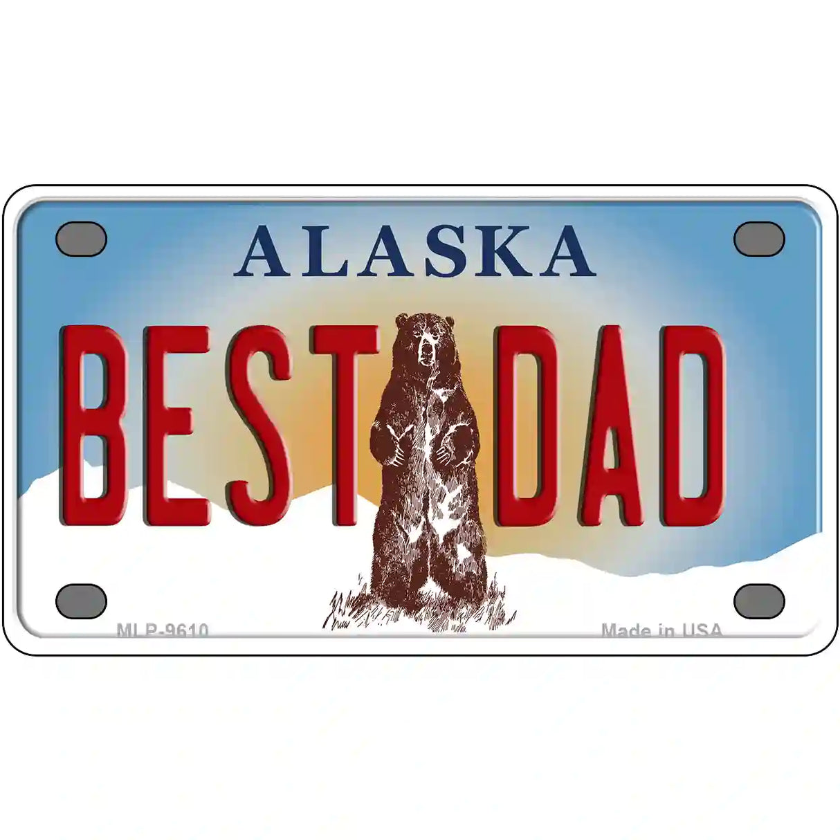 Best Dad Alaska State Novelty Metal License Plate 4" x 2.2" (MLP)