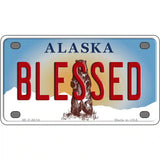 Blessed Alaska State Novelty Metal License Plate 4" x 2.2" (MLP)