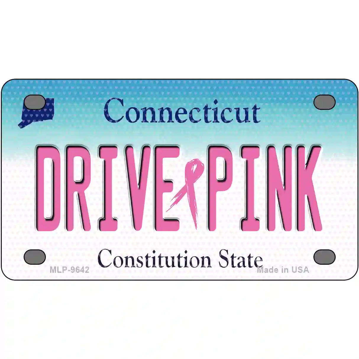 Drive Pink Connecticut Novelty Metal License Plate 4" x 2.2" (MLP)