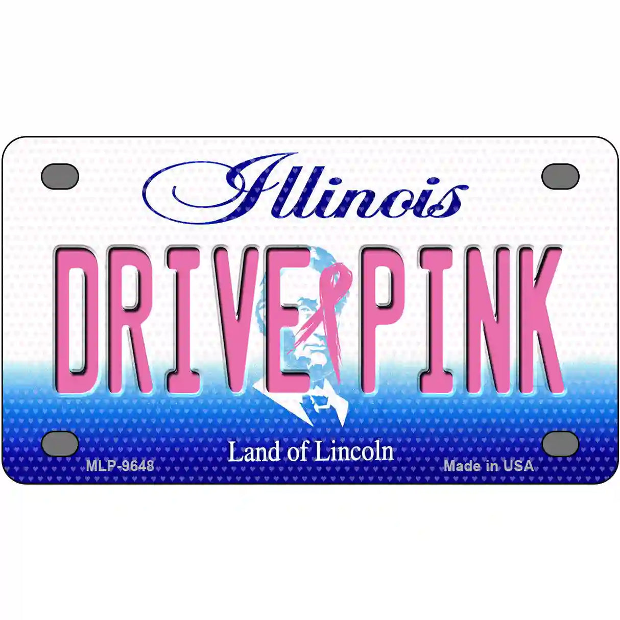 Drive Pink Illinois Novelty Metal License Plate 4" x 2.2" (MLP)