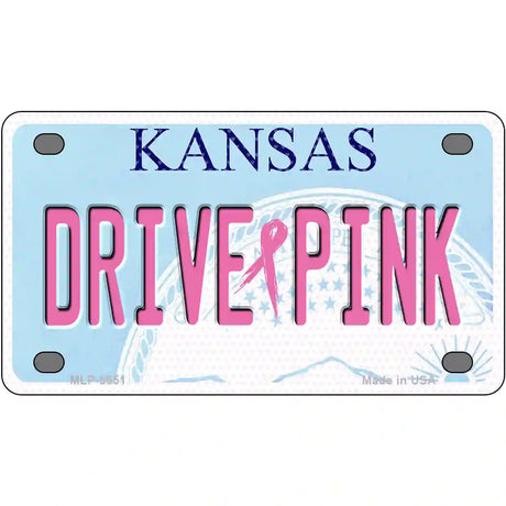 Drive Pink Kansas Novelty Metal License Plate 4" x 2.2" (MLP)